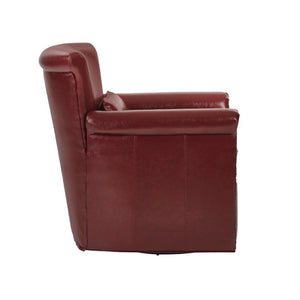 English Elm 360° Swivel Club Chair PU Leather Nailhead Trim Rolled Arms for Living Room Bedroom Red N763P500960J