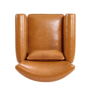 English Elm 360° Swivel Club Chair PU Leather Nailhead Trim Rolled Arms for Living Room Bedroom Yellow N763P500960L