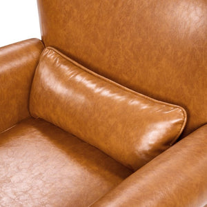 English Elm 360° Swivel Club Chair PU Leather Nailhead Trim Rolled Arms for Living Room Bedroom Yellow N763P500960L