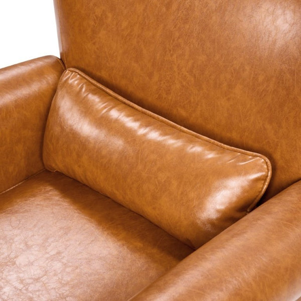 English Elm 360° Swivel Club Chair PU Leather Nailhead Trim Rolled Arms for Living Room Bedroom Yellow N763P500960L