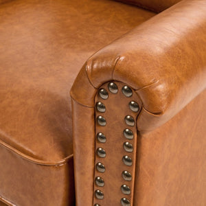 English Elm 360° Swivel Club Chair PU Leather Nailhead Trim Rolled Arms for Living Room Bedroom Yellow N763P500960L