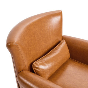 English Elm 360° Swivel Club Chair PU Leather Nailhead Trim Rolled Arms for Living Room Bedroom Yellow N763P500960L