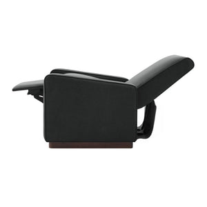 English Elm Modern Push Back PU Leather Recliner with Walnut Legs for Living Room Theater Black N763P511364B