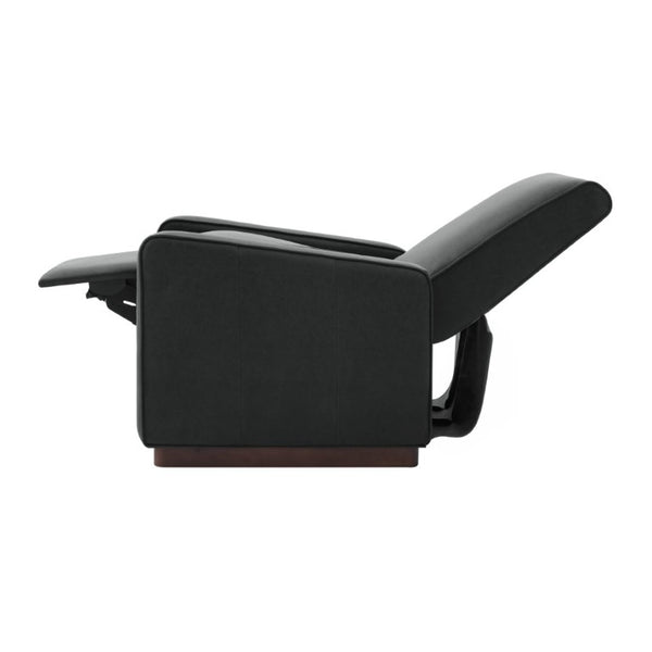English Elm Modern Push Back PU Leather Recliner with Walnut Legs for Living Room Theater Black N763P511364B