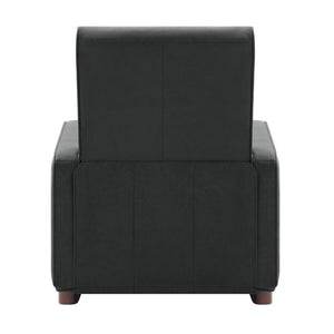 English Elm Modern Push Back PU Leather Recliner with Walnut Legs for Living Room Theater Black N763P511364B