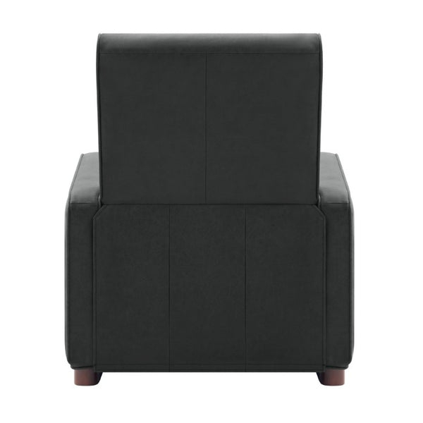 English Elm Modern Push Back PU Leather Recliner with Walnut Legs for Living Room Theater Black N763P511364B