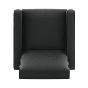 English Elm Modern Push Back PU Leather Recliner with Walnut Legs for Living Room Theater Black N763P511364B
