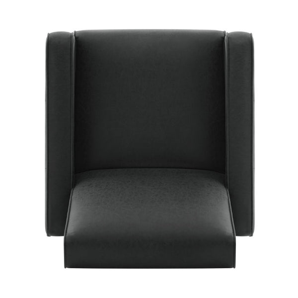 English Elm Modern Push Back PU Leather Recliner with Walnut Legs for Living Room Theater Black N763P511364B
