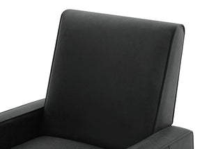 English Elm Modern Push Back PU Leather Recliner with Walnut Legs for Living Room Theater Black N763P511364B
