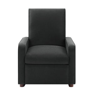 English Elm Modern Push Back PU Leather Recliner with Walnut Legs for Living Room Theater Black N763P511364B