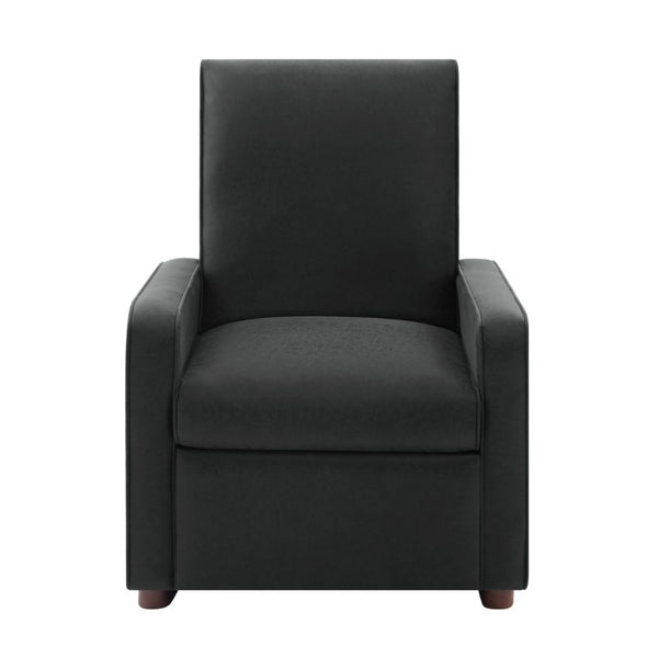 English Elm Modern Push Back PU Leather Recliner with Walnut Legs for Living Room Theater Black N763P511364B
