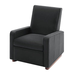 English Elm Modern Push Back PU Leather Recliner with Walnut Legs for Living Room Theater Black N763P511364B