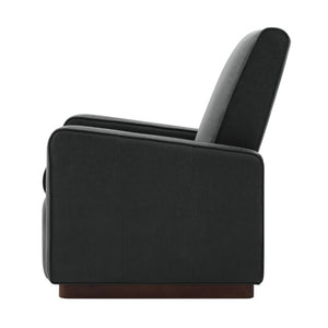 English Elm Modern Push Back PU Leather Recliner with Walnut Legs for Living Room Theater Black N763P511364B
