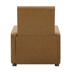 English Elm Modern Push Back PU Leather Recliner with Walnut Legs for Living Room Theater Brown N763P511364D