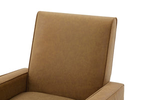 English Elm Modern Push Back PU Leather Recliner with Walnut Legs for Living Room Theater Brown N763P511364D