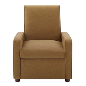 English Elm Modern Push Back PU Leather Recliner with Walnut Legs for Living Room Theater Brown N763P511364D