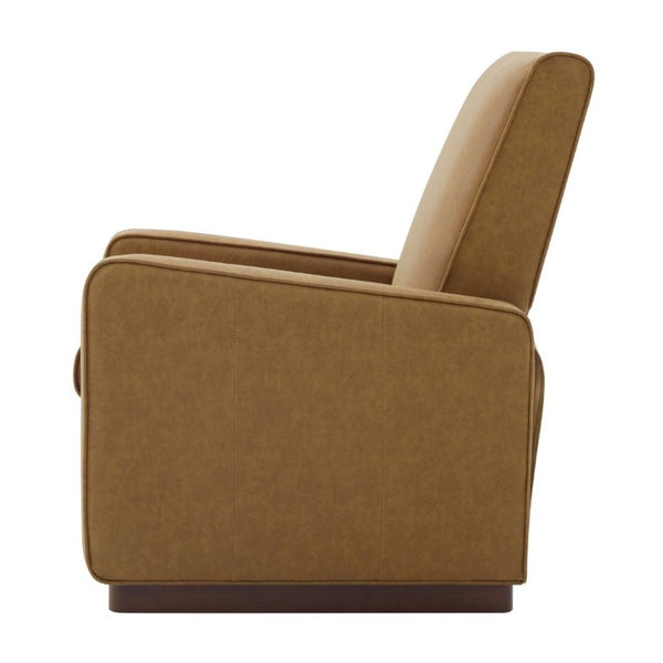 English Elm Modern Push Back PU Leather Recliner with Walnut Legs for Living Room Theater Brown N763P511364D