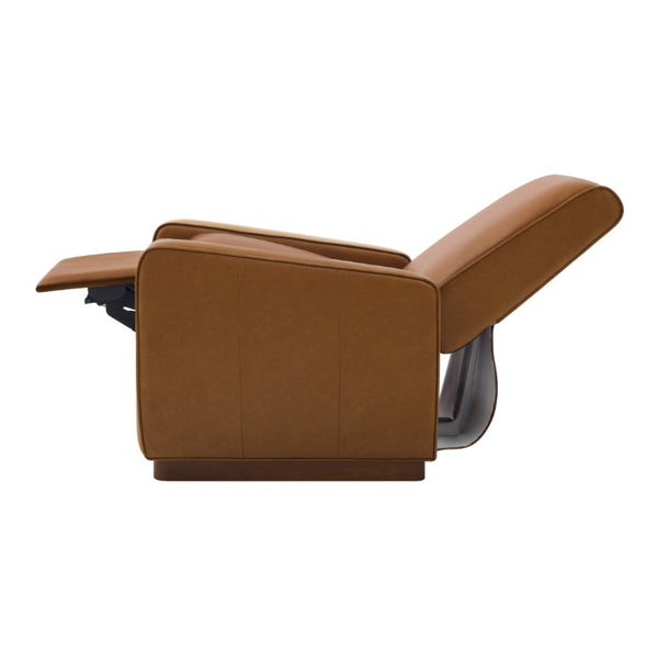 English Elm Modern Push Back PU Leather Recliner with Walnut Legs for Living Room Theater Orange N763P511364G