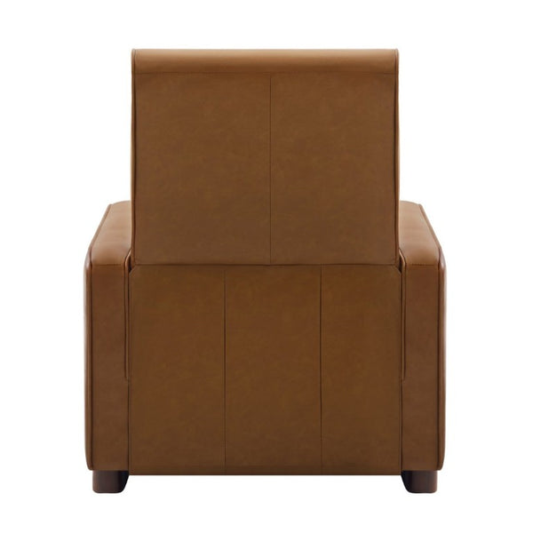 English Elm Modern Push Back PU Leather Recliner with Walnut Legs for Living Room Theater Orange N763P511364G