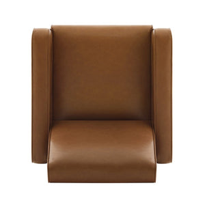 English Elm Modern Push Back PU Leather Recliner with Walnut Legs for Living Room Theater Orange N763P511364G