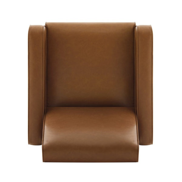 English Elm Modern Push Back PU Leather Recliner with Walnut Legs for Living Room Theater Orange N763P511364G