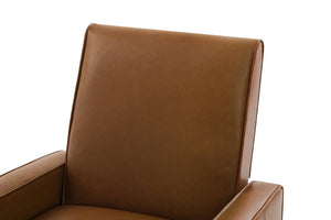 English Elm Modern Push Back PU Leather Recliner with Walnut Legs for Living Room Theater Orange N763P511364G