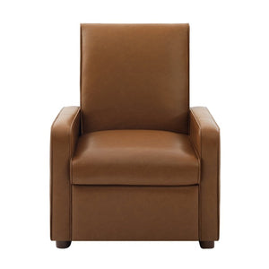 English Elm Modern Push Back PU Leather Recliner with Walnut Legs for Living Room Theater Orange N763P511364G