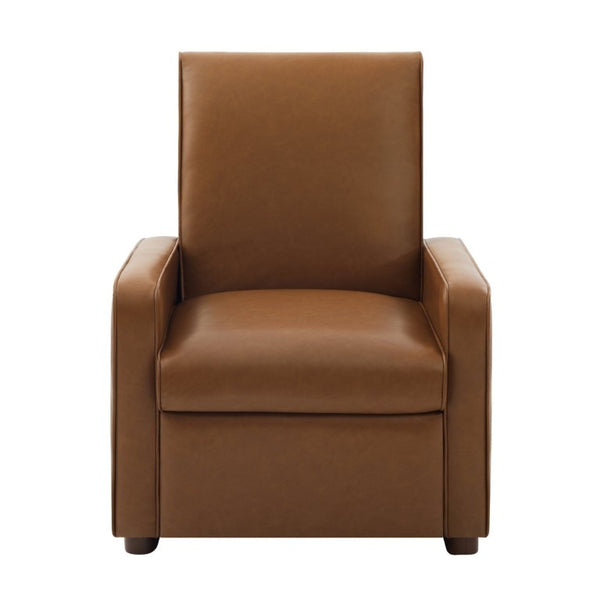 English Elm Modern Push Back PU Leather Recliner with Walnut Legs for Living Room Theater Orange N763P511364G