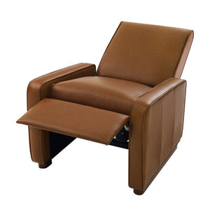 English Elm Modern Push Back PU Leather Recliner with Walnut Legs for Living Room Theater Orange N763P511364G