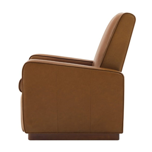 English Elm Modern Push Back PU Leather Recliner with Walnut Legs for Living Room Theater Orange N763P511364G