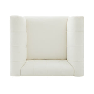 English Elm Modern Chenille Accent Chair Vertical Channel Tufted with Walnut Rubberwood Legs N763P511370A
