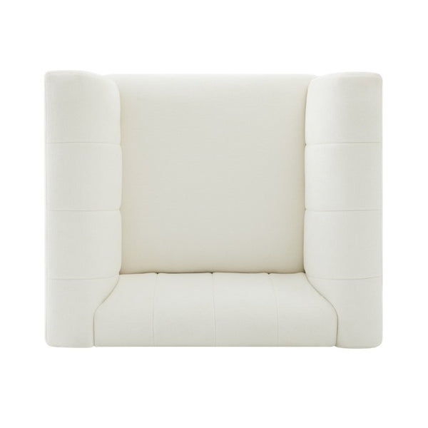 English Elm Modern Chenille Accent Chair Vertical Channel Tufted with Walnut Rubberwood Legs N763P511370A