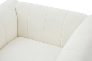 English Elm Modern Chenille Accent Chair Vertical Channel Tufted with Walnut Rubberwood Legs N763P511370A