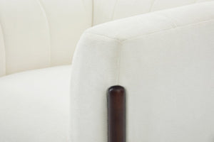 English Elm Modern Chenille Accent Chair Vertical Channel Tufted with Walnut Rubberwood Legs N763P511370A