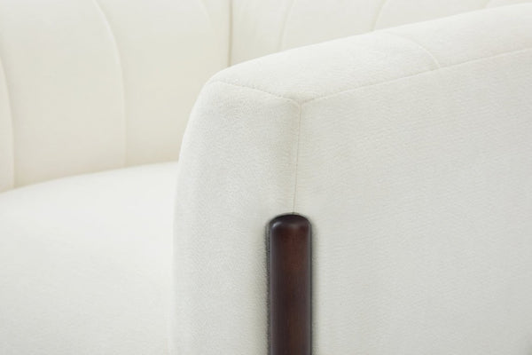 English Elm Modern Chenille Accent Chair Vertical Channel Tufted with Walnut Rubberwood Legs N763P511370A