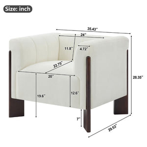 English Elm Modern Chenille Accent Chair Vertical Channel Tufted with Walnut Rubberwood Legs N763P511370A