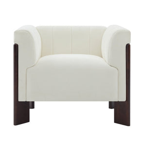 English Elm Modern Chenille Accent Chair Vertical Channel Tufted with Walnut Rubberwood Legs N763P511370A