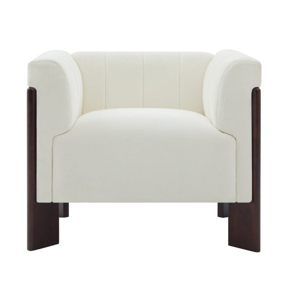 English Elm Modern Chenille Accent Chair Vertical Channel Tufted with Walnut Rubberwood Legs N763P511370A
