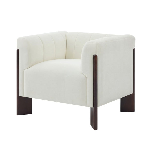 English Elm Modern Chenille Accent Chair Vertical Channel Tufted with Walnut Rubberwood Legs N763P511370A
