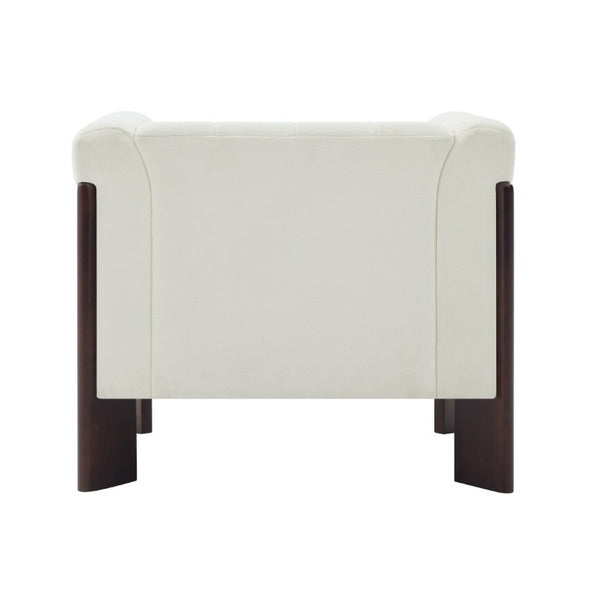 English Elm Modern Chenille Accent Chair Vertical Channel Tufted with Walnut Rubberwood Legs N763P511370A