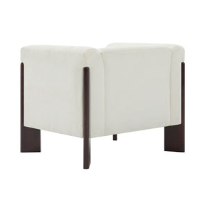 English Elm Modern Chenille Accent Chair Vertical Channel Tufted with Walnut Rubberwood Legs N763P511370A