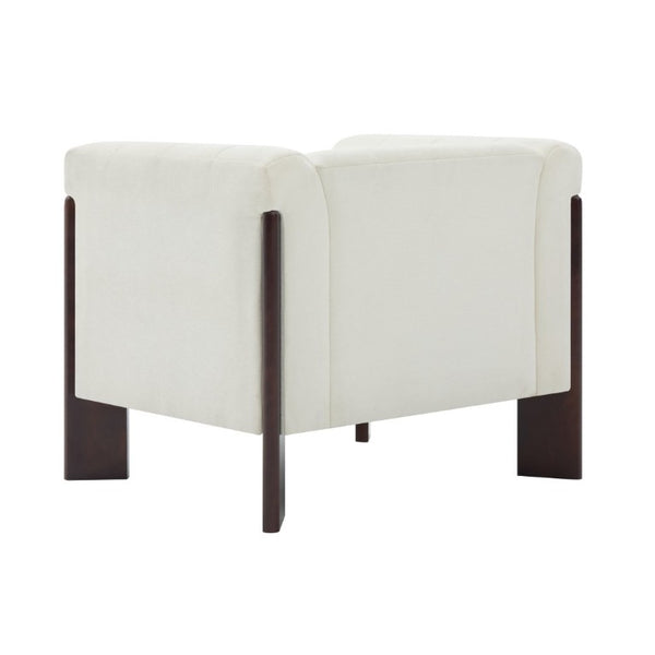 English Elm Modern Chenille Accent Chair Vertical Channel Tufted with Walnut Rubberwood Legs N763P511370A