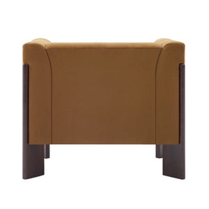 English Elm Modern Velvet Accent Chair Channel Tufted Back Padded Arms Walnut Legs Lounge Seat N763P511370L