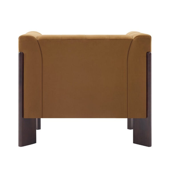 English Elm Modern Velvet Accent Chair Channel Tufted Back Padded Arms Walnut Legs Lounge Seat N763P511370L