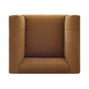 English Elm Modern Velvet Accent Chair Channel Tufted Back Padded Arms Walnut Legs Lounge Seat N763P511370L