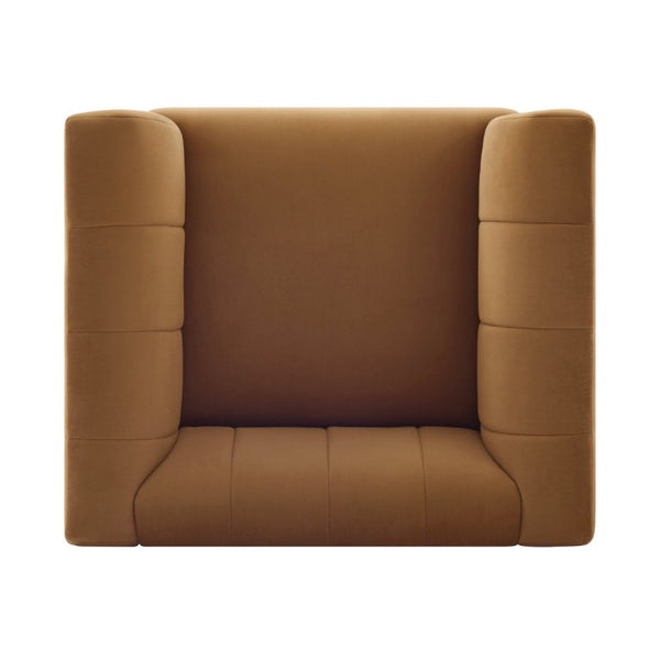 English Elm Modern Velvet Accent Chair Channel Tufted Back Padded Arms Walnut Legs Lounge Seat N763P511370L