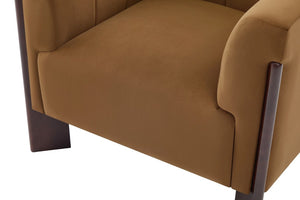 English Elm Modern Velvet Accent Chair Channel Tufted Back Padded Arms Walnut Legs Lounge Seat N763P511370L