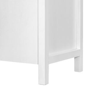 English Elm 75.55 Tall Freestanding Bookcase with Fluted Doors Open Shelves Rubberwood Frame White N763P517828K