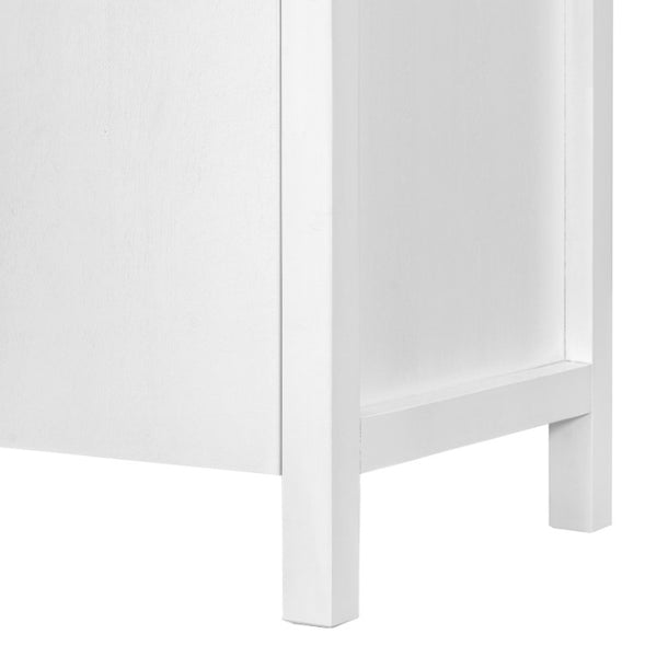 English Elm 75.55 Tall Freestanding Bookcase with Fluted Doors Open Shelves Rubberwood Frame White N763P517828K