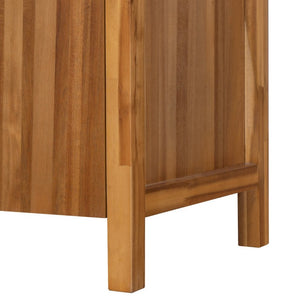 English Elm 75.55 Tall Freestanding Bookcase with Fluted Doors Open Shelves Rubberwood Frame Natural N763P517828N